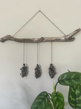 Natural Driftwood Wall Hanging with Black Tourmaline